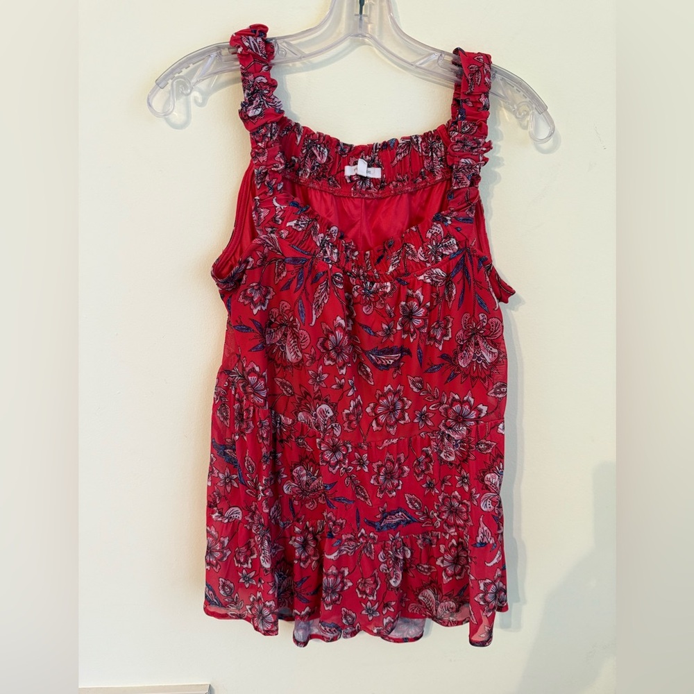 Maurices Red Floral Ruffle Blouse *GREAT CONDITION*